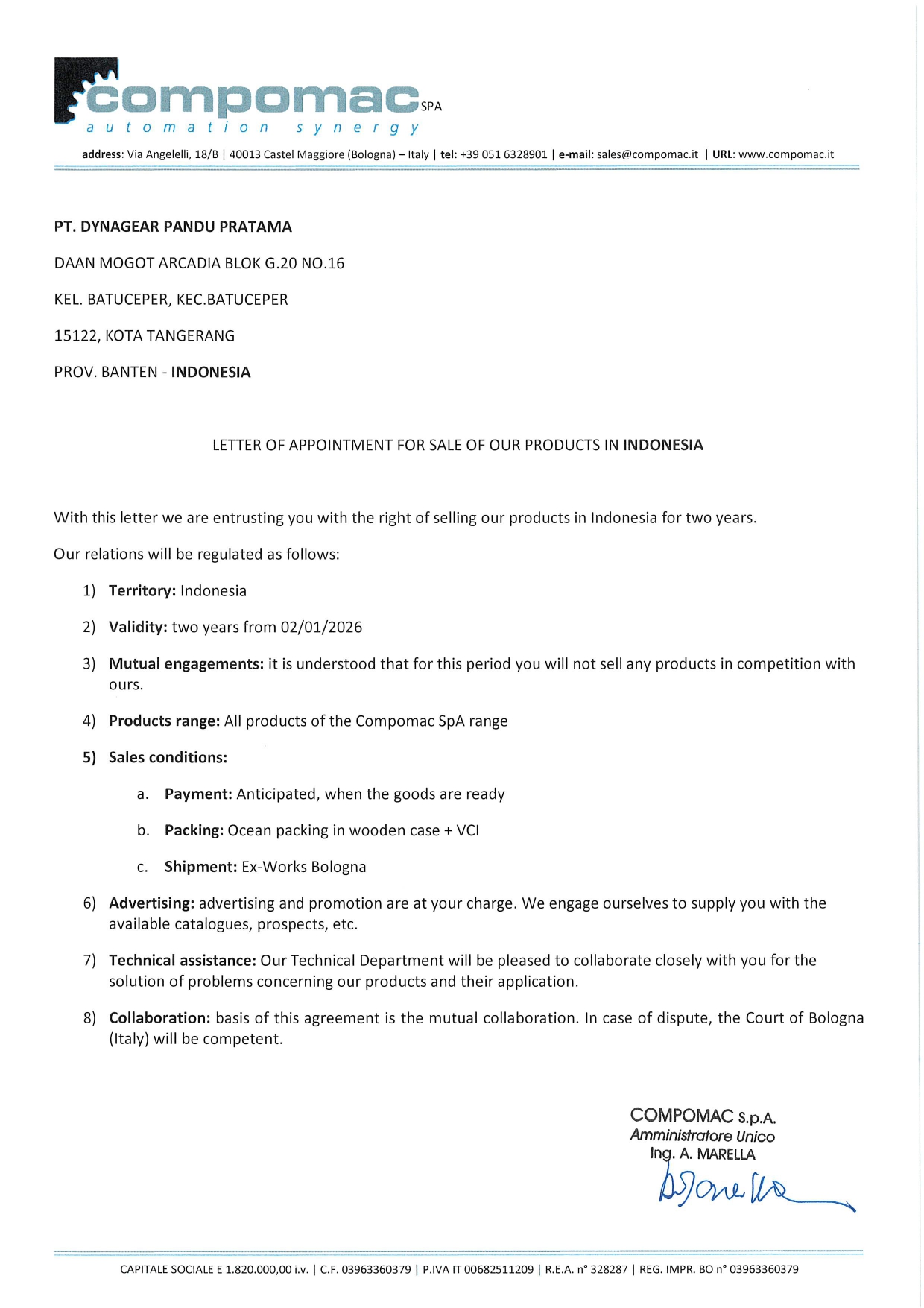 Agreemenet Letter Compomac